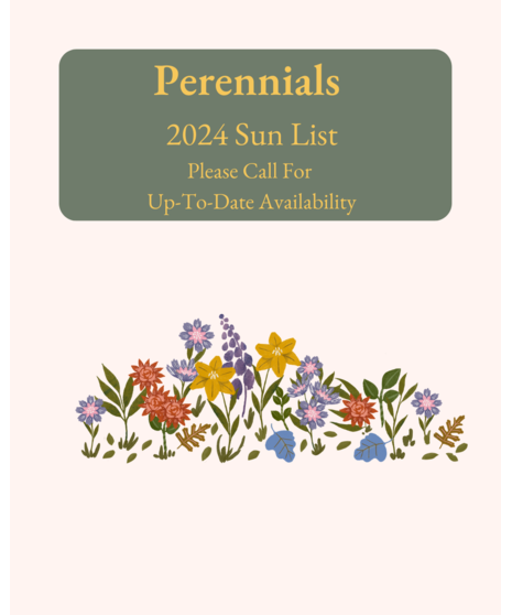 Garden Center Perennials - 2024 Sun List