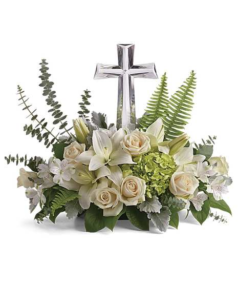 Life's Glory - White Cross Arrangement