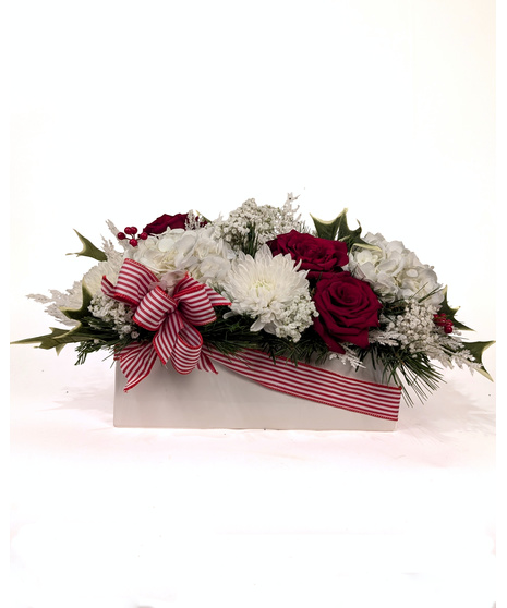 Peppermint Present - Red & White Centerpiece with a Bow