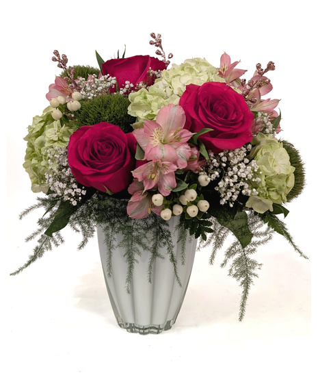 I Adore You - Pink & Green Romantic Flowers