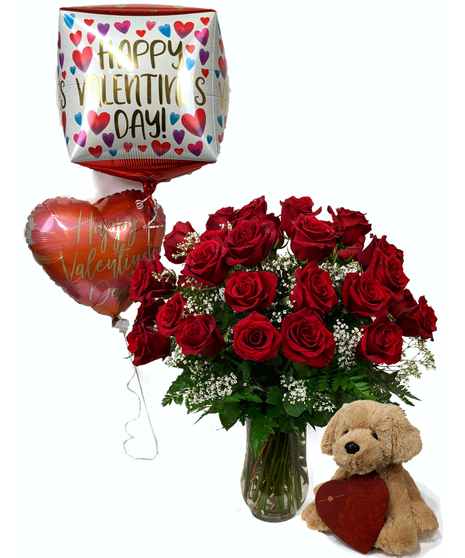 Super Lover - 3 Dozen Roses, Chocolates, Plush & Balloons