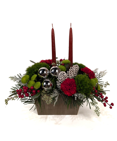 J-I-N-G-L-E - Green & Red Holiday Centerpiece