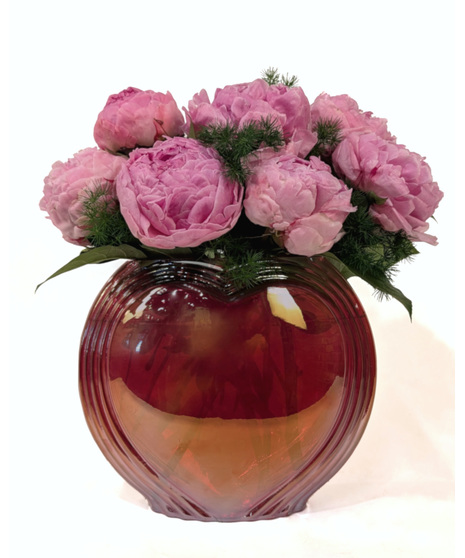 Pretty as a Peony - Pink Peonies In An Iridescent Heart