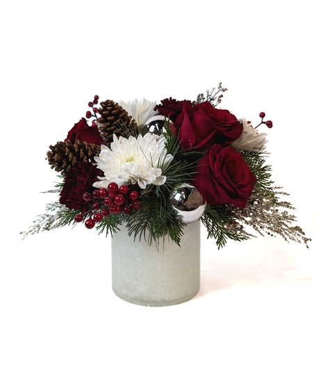 Season's Greetings - Festive Floral Snow Vase